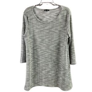 MIRROR IMAGE Womens Woven Gray White Knit Pullover 3/4 Sleeve Size Large